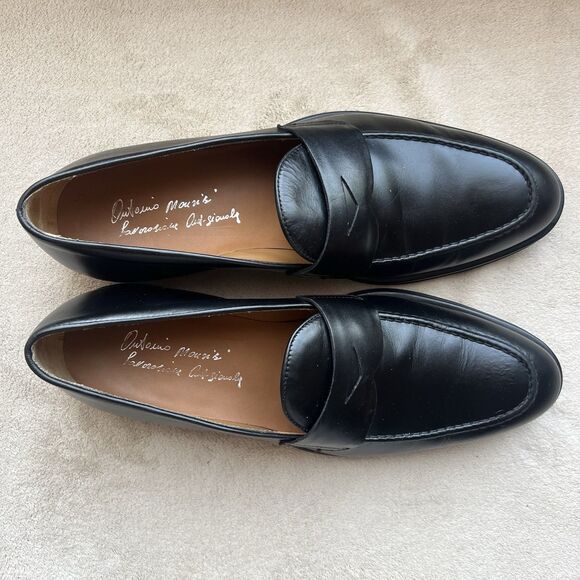 Antonio Maurizi Black Leather‎ Penny Loafers Men EU 43 US 10-10.5 Preppy Casual